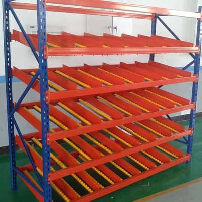 2.5 Tons Racks Carton Flow Orange 75mm Gravity Flow Rack In Warehouse